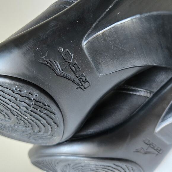 Dansko Risa Tall Leather Low Heel Black Riding Knee High Boots FLAW Womens Sz 39 - Picture 13 of 16